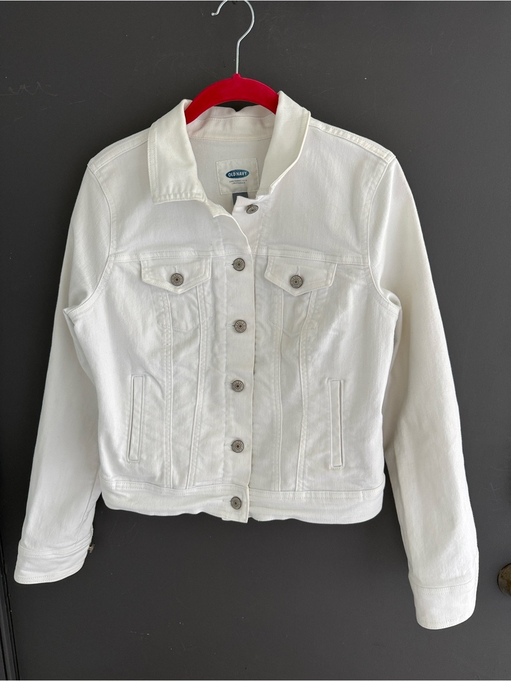 Old Navy White Denim Jacket with Button-Front Size S Summer Coastal Beach Resort